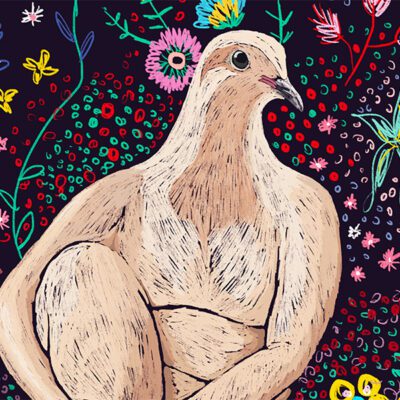 ציור של ציפור יונה אישה סוריאליסטי