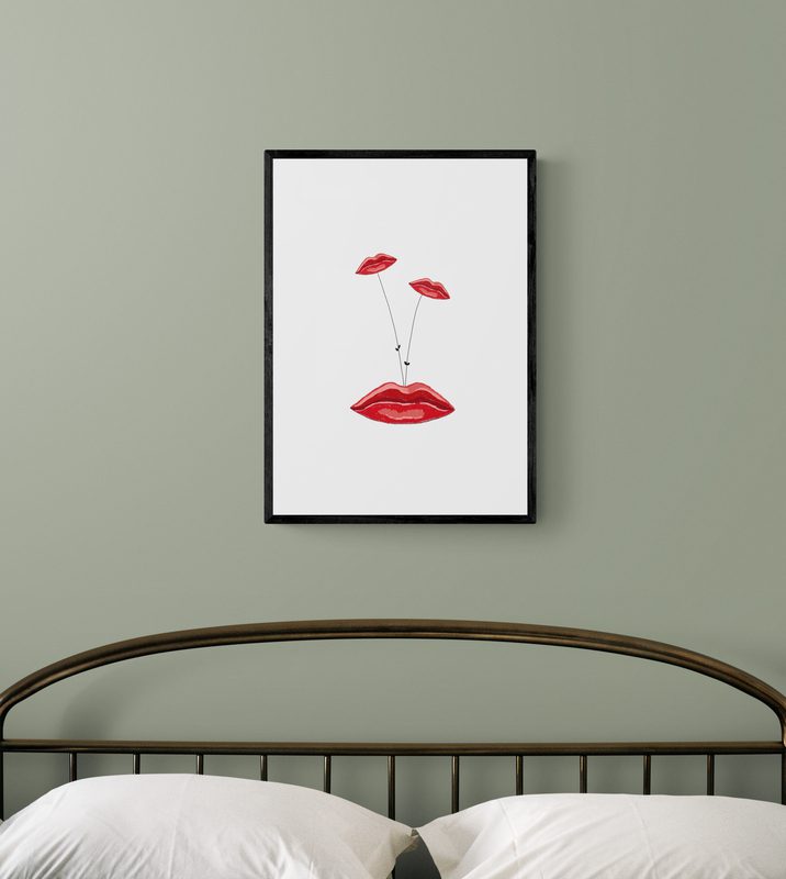 ציור של שפתיים תמונה לחדר שינה