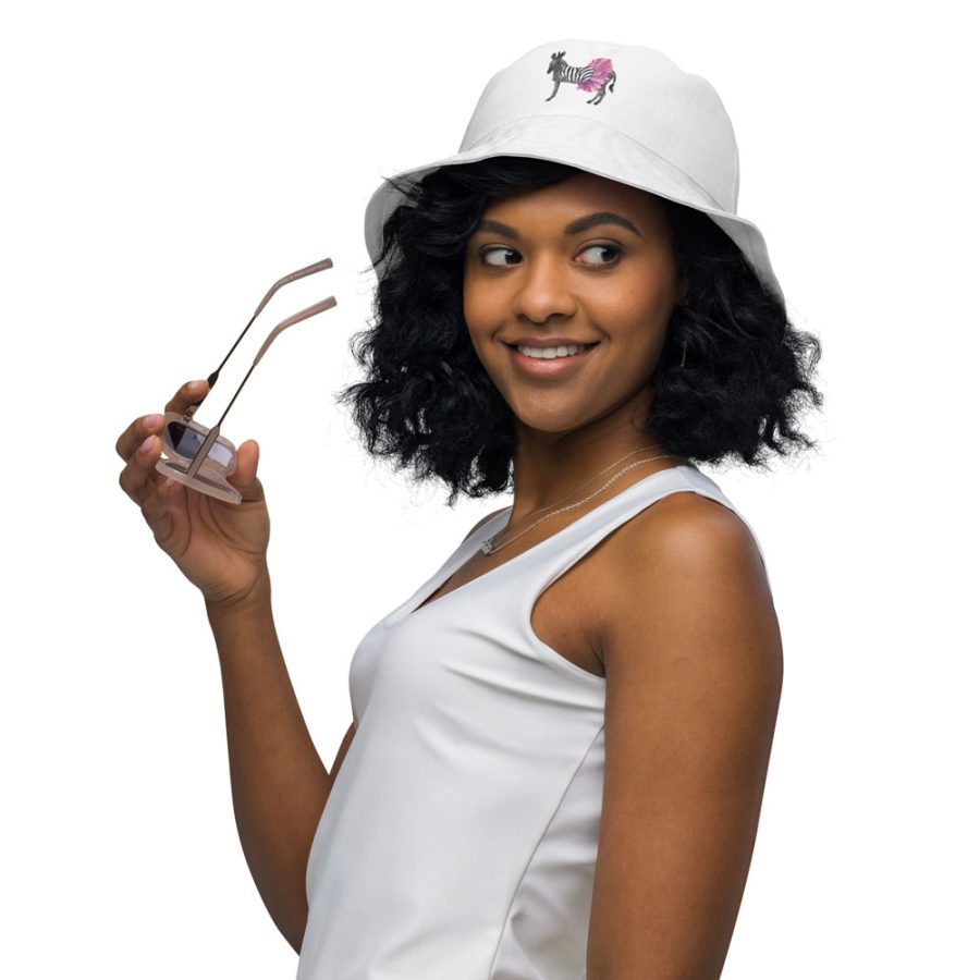 כובע טמבל זברה לבן כובע לנשים כובע רחב שוליים כובע באקט